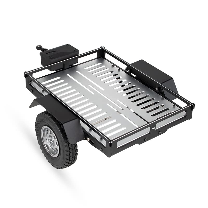 KYX Racing Aluminum RC Cars Trailer Heavy Duty Truck and RC Rock Cars Trailer for 1/10 RC Crawler Car Axial SCX10 II III TRX4 TRX6 D90 Gen7 Gen8