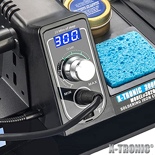 The Original X-Tronic 3020-XTS • 75W Soldering Iron Station Kit • 2 Helping Hands • Silicone Tool Mat • 5 Extra Tips • 50g Roll of Solder • Brass Sponge • Cleaning Flux • C/F Conversion • Auto Sleep! - style: Classic Style - 5 Extra Solder Tips