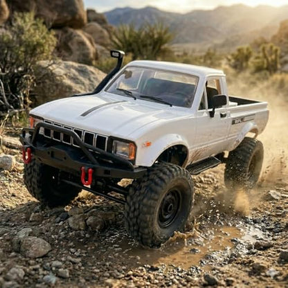 1/16 Scale RC Crawler, WPL C24-1 RC Truck RTR 4x4 Off-Road Pick-up Car 2.4GHz Remote Control RC Rock Crawler with Upgraded Battery & LED Lights