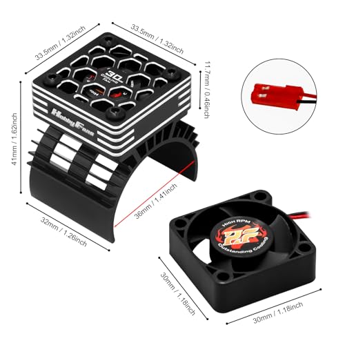 RC Motor Heat Sink with 2PCS Cooling Fan and Metal Cover Fit 540 550 3650 F540 3660 3670 Brushless Motor Engine Heatsink for 1/10 RC Car Truck Buggy Crawler - style: Black, w/ Metal Cover & Extral Fan