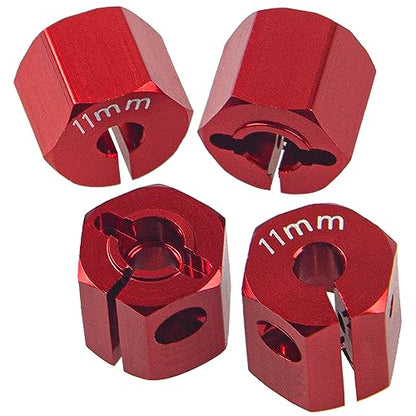 Aluminum Alloy 12mm Wheel Hex Hub Drive Adapters with Pins Screws Compatible with Axial SCX10 HSP HPI Tamiya Redcat 1/10 RC Crawler Car (11mm, Red) - color: Red, size: 11mm
