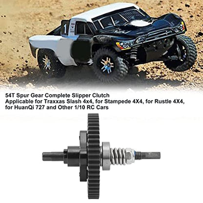 54T Spur Gear, Complete Slipper Clutch Assembly, Aluminum Alloy Gear Compatible with Stampede Rustle 4X4, HuanQi 727 (Black) - color: Black