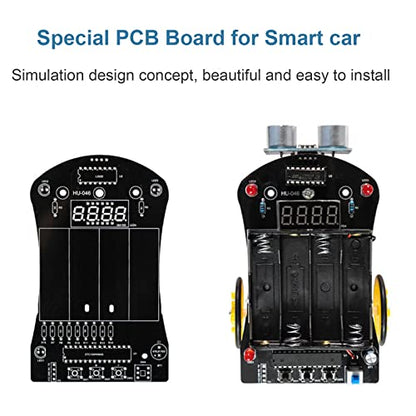 DIY Smart Car Soldering Practice Kit, Small Car Robot DIY Soldering Kits, Ultrasonic Distance Measuring Smart Cart, Solder Project Kit for Learning and Teaching Soldering and Electronic