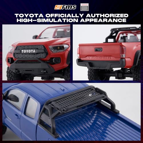FMS FCX24 TOYOTA TACOMA 1/24 RC Crawler 4x4 RC Truck Crawler, Official Licensed Scale RC Rock Crawler with 2-Speed Transmission, High Torque Motor, All-Metal Bearings, RTR RC Car for Adults (RED) - color: Red