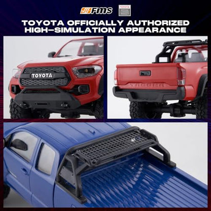 FMS FCX24 TOYOTA TACOMA 1/24 RC Crawler 4x4 RC Truck Crawler, Official Licensed Scale RC Rock Crawler with 2-Speed Transmission, High Torque Motor, All-Metal Bearings, RTR RC Car for Adults (RED) - color: Red
