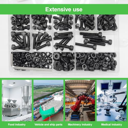 317 Pcs M5 x 6/8 /10/12 /14/18 /20/25 /30mm Socket Head Screws M5 Long Screws Metric Screws Bolts Washers Nuts Kit Machine Screw Assortment Kit 12.9 Grade Alloy Steel Fully Threaded for Furniture - size: M5x6/8/10/12/14/18/20/25/30mm-317Pcs