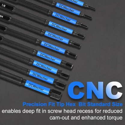 10-Piece Impact Allen Key Drill Bit Set - 4-Inch Long Hex Bit Set (SAE), Magnetic Head, S2 Alloy Steel, 1/4'' Hex-Shank, for DIY Furniture Assembly & Car Repairs, by DCWecher - size: 4 inch 10 Pieces (SAE)