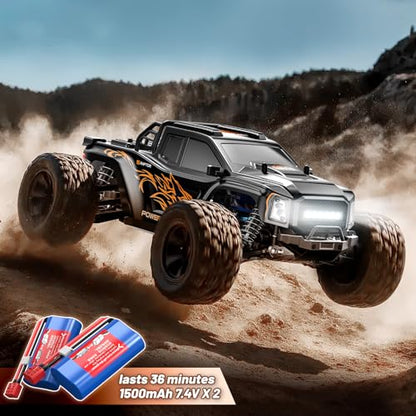 RC Cars 1:16 Scale 4WD RC Car, Fast Off-Road RC Monster Truck 36KPH, 2.4G Carros de Control Remoto 4x4 with 2 1500 mAH Rechargeable Batteries, Remote Control Car Wltoys NO.164018