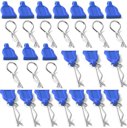 RC Body Clips with Pull Tabs, 1.2mm Stainless Steel R Clips Body Pins for 1/10 1/12 RC Cars, Trucks, Crawlers, Buggy & Touring Cars, Compatible with Traxxas Axial Arrma Redcat HPI HSP Himoto, 20-Pack - color: Blue