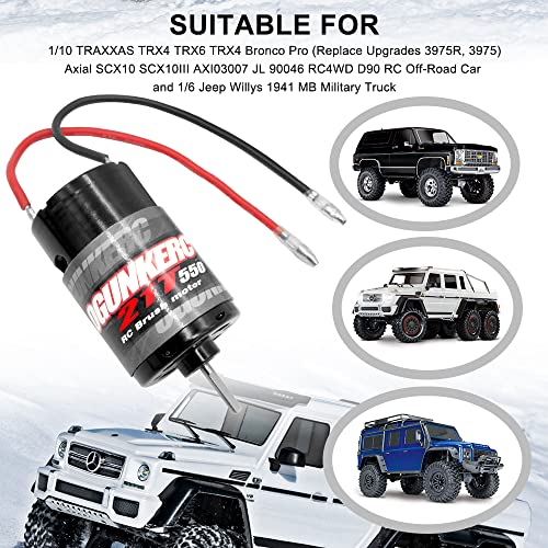 OGRC Motor 550 35T Brushed RC Motor 1/10 RC Crawler Motor for TRX4 SCX10 | 3-Slot 7900 Max RPM RC Car Motor for 1/10 TRAXXAS Redcat Axial RC4WD D90 and 1/6 Jeep Willys 1941 MB Military Truck - size: 21T