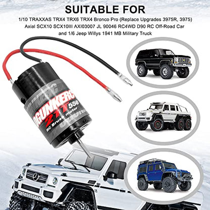OGRC Motor 550 35T Brushed RC Motor 1/10 RC Crawler Motor for TRX4 SCX10 | 3-Slot 7900 Max RPM RC Car Motor for 1/10 TRAXXAS Redcat Axial RC4WD D90 and 1/6 Jeep Willys 1941 MB Military Truck - size: 21T