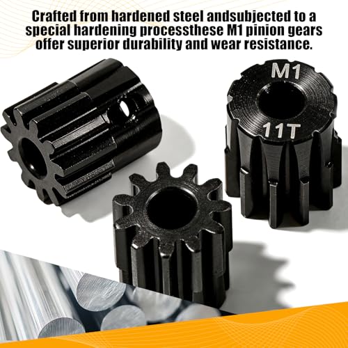M1 Gear 11T 5mm Bore 3-Pack – High-Precision Hardened Steel Motor Pinion Gear for 1/8 1/10 RC Crawler, Monster Truck, Short Course Truck & Boat (Compatible with Traxxas Axial, FMS, HSP Redcat Losi) - style: M1 3Pcs 11T