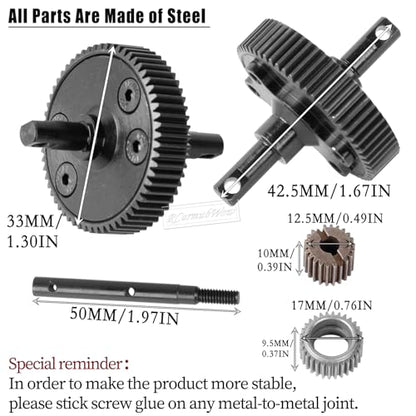 RC Transmission Gear Upgrades Part for 1/10 Slash 2WD VXL,Rustler/Stampede/Bandit 2WD VXL XL-5,Steel Transmission Gear for Gearbox,Black