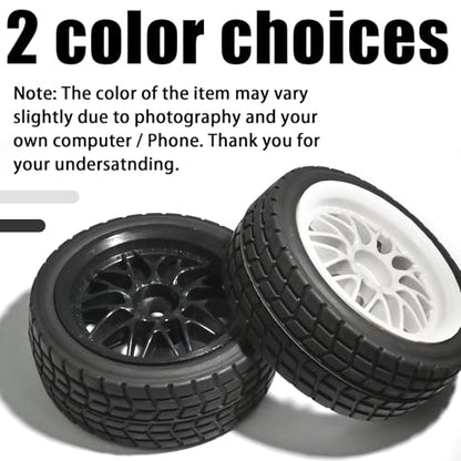 OD 2.65" On Road Rubber Tires Nylon Wheels- 12mm Hex for 1/10 RC Racing Car | Compatible with MJX HSP Tamiya HPI Kyosho Traxxas Sakura Redcat WLtoys 1/10 RC On-Road Racing Touring Car (4pcs, White) - style: C-White