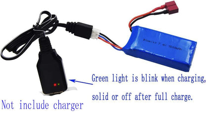 Blomiky 2 Pack 7.4V 1500mAh 40C Lipo 11.1Wh Rechargeable Battery T Plug and USB Cable Suitable for 9005E 300E 302E 9155 9156 and WLtoys A979-B 12428 4WD RC Trucks /12428 Battery 2 Pack