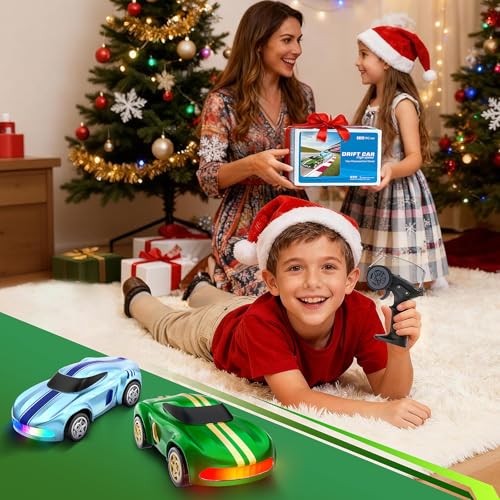 RC Drift Car, 1/64 Mini Drift RC Cars 4WD Micro Remote Control Car with LED Lights and Speed Switch, Cars Toys for Adults Kids Boys Age 6 7 8-12, Green - color: Green