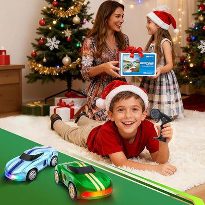 RC Drift Car, 1/64 Mini Drift RC Cars 4WD Micro Remote Control Car with LED Lights and Speed Switch, Cars Toys for Adults Kids Boys Age 6 7 8-12, Green - color: Green