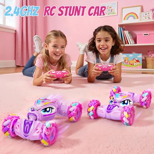 Unicorn Gesture Sensing RC Stunt Car Remote Control Car for Girls | 360°Rotation & 2.4GHz Monster Truck Toys with Light & Music Barbie Style Toy for Girls Age 6-7 8-12+ Years Old Birthday Gift