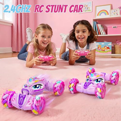 Unicorn Gesture Sensing RC Stunt Car Remote Control Car for Girls | 360°Rotation & 2.4GHz Monster Truck Toys with Light & Music Barbie Style Toy for Girls Age 6-7 8-12+ Years Old Birthday Gift