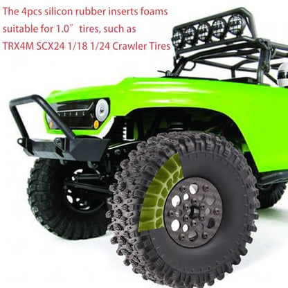 4PCS Silicone Rubber Inserts Foam for 58-64mm (2.4” OD) 1.0 Tires, RC Car Tire Inserts for TRX4M SCX24 1/18 1/24 Crawler Tires (Green) - color: 1.0in Gjltnc-green