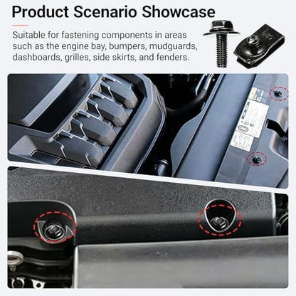 100PCS Car Body Fender Bumper Splash Guard Fixing Clip, Car Clips Rivet Fasteners, Undertray Screws, U-Screws and Bolts Kit, Universal Engine Under Cover Splash Shield Guard Body Bolts