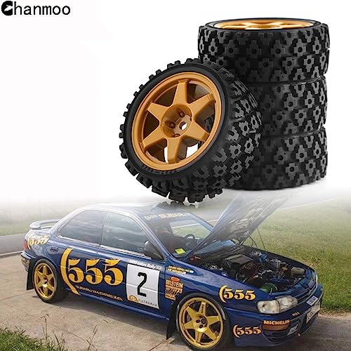 1/10 RC On Road Tires Rubber Rally Tyres and Wheels Rims 12mm Hex for 1/10 Scale RC Racing Drift Car HPI KYOSHO Tamiya XV01 XV02 TA06 TT01 TT02 PTG2 144001 A959 4PCS
