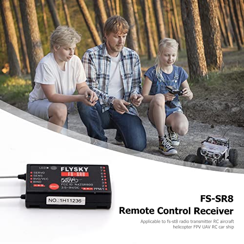 Flysky FS-SR8 Receiver, 2.4GHz 8 Channel Remote Control Receiver Compatible with Flysky FS-ST8 RC Transmitter for RC Cars, Boats and Helicopters (FS-SR8 Receiver) - style: FS-SR8 Receiver