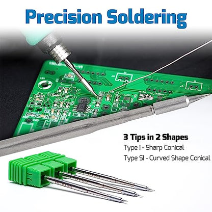 WEP 982-I Precision Soldering Iron Station with Temperature Control, Preset Channels, °C-°F Conversion, Sleep Mode, Automatic Shutdown, Calibration Functions C210 Compatible Soldering Tips