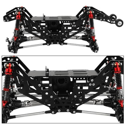 1:18 Metal Upgrade Chassis Frame with Axles Gearbox for RC LOSI Mini LMT 1/18 Digger Monster Truck Brushed RTR LOS01026 Metal Upgrade Parts (Black) - color: Black