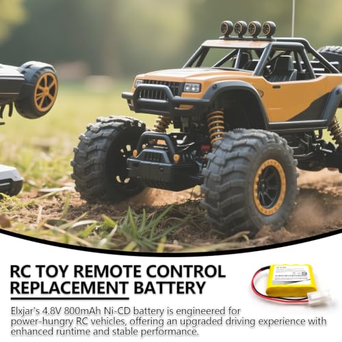 (2-Pack) 4.8V 1000mAh Ni-Cd Battery with 5557 Connector | Rechargeable battery packs for compatible RC toys, lighting equipment and electric appliances; includes USB charging cable.