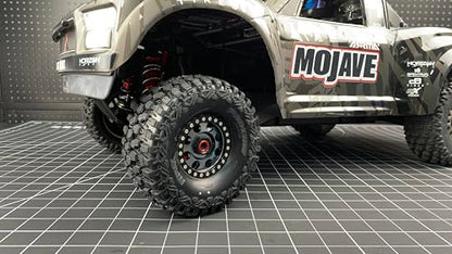 4Pcs Aluminium Beadlock Wheel Rims for 1/7 Mojave 6S EXB & 1/8 Mojave 4S BLX Desert Truck(Silver) - color: Silver