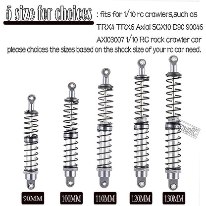 120mm 7075 Front Rear Shocks Absorber Damper Upgrades for 1/10 RC Hobby Cars,4PCS Aluminum Full Metal RC Shocks Absorber,Titanium - size: 120 MM (4.72 in)