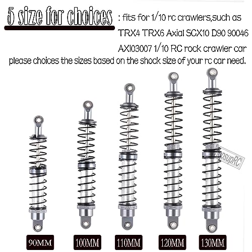 130mm RC Shocks Absorber Upgrades for 1/10 RC Hobby Cars,7075 Aluminum Full Metal Front Rear Shocks Absorber Damper,4PCS Titanium - size: 130 MM (5.12 in)