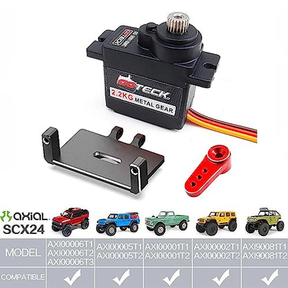 GOTECK RC Servo Mounts Servo Kit - 2.2KG Metal Gear Digital Servo with Servo Mount, Servo Horn and Steering Link Set Upgrade Parts for 1/24 Axial SCX24 RC Crawler Cars (Combo Pack 1) - color: Combo Pack 1