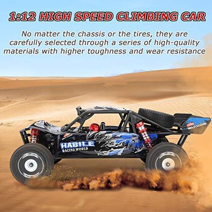 GoolRC WLtoys 124018 1:12 Scale Remote Control Car, 2.4GHz 60 km/h High Speed RC Car, 4WD All Terrain Brushless Off-Road Truck with 3 Lipo Batteries, Aluminum Alloy Chassis - size: 3 battery