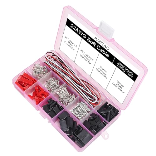 40 Sets JST Servo Connector Kit Servo Plug Male Female Connector Crimp Pin Cable Kit Compatible JST SYP Futaba for Hitec Spektrum RC