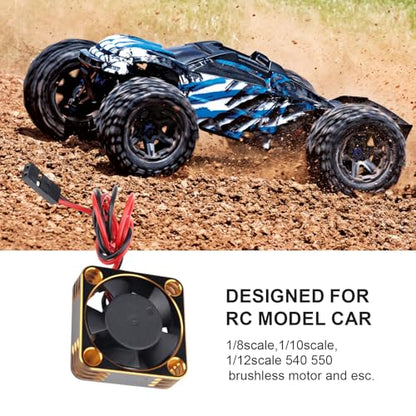 30mm RC Car Motor Cooling Fan Heatsink 28000RPM Brushless ESC Cooling Fan for RC Car Truck Buggy 1/8 1/10 540 550 Motors (Black-Gold) - color: Black-Gold