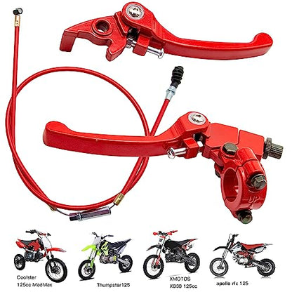 7/8 Folding Clutch Brake Lever Perch with Clutch Cable Replacement for 110/125/140/150cc SSR125 RFZ YZ Ruckus TaoTao DB17/27 Apollo DBX15/18/19 Z20 Xmotos Thumpstar Kayo Piranha Pit Dirt Bike (Red) - color: Red