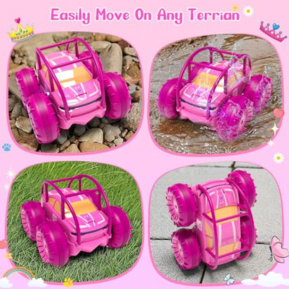 MaxTronic Amphibious Remote Control Car,Rechargeable RC Cars Toy 360° Flips Rotation Stunt Crawler 15KM/H 4WD All Terrain Outdoor Indoor Toy for Kids Boys Girls 3-12 - color: Pink