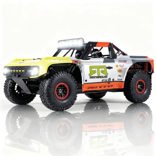 FMS 1/7 Ford Bronco RTR EB Fast RC Truck – Licensed by Ford & RTR Vehicles, 80km/h Short Course Truck, 4WD Brushless RC Car, CNC Metal Parts, Off-Road Rock Crawler 4x4 for Adults (2025 paint scheme) - style: Racing Livery A