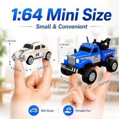 MOONTOY 1:64 Scale Mini Alloy Truck RC Car with LED Lights, 2.4Ghz Remote and App Control Toy Car, 3-Speed Adjustment Pocket Toy Car for Kids 4-8 Years and Adults (Black) - color: Black