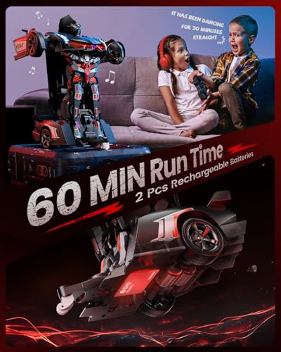 Veeniix V992 1:14 Scale 2-in-1 Transform RC Robot Car Toy, Gray | Gesture Sensing & Auto Deformation, LED Lights & Sound, 2 Batteries 60 Min Play, Durable ABS, Gift for Kids Ages 6+ - color: Gray