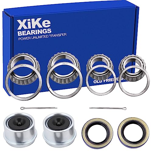 XiKe 3500 Lbs Trailer Bearings Kit L68149 L68111 & L44649 L44610, 2 Sets | Fits 1-3/8" to 1-1/16" 3500 Lbs Axles, 171255TB Seal OD 1.719", Includes Dust Cover and Cotter Pin - size: L68149/L68111+L44649/L44610, style: 2 Set
