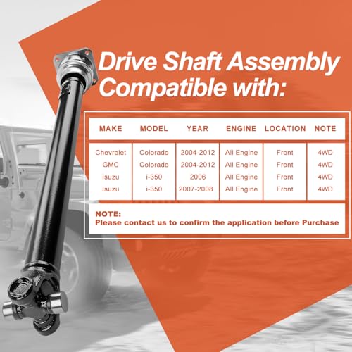 Drive Shaft Prop Shaft Driveshaft Assembly [4WD] Compatible with Chevrolet 2004-2012 Colorado & GMC 2004-2012 Canyon & Isuzu 2006 i-350, 2007-2008 i-370, Replace# 15104642