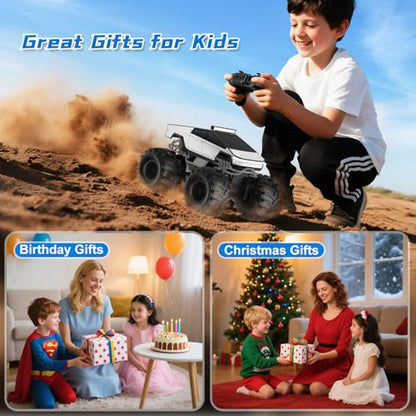Amphibious Remote Control Car, 1:18 Monster Truck Toys for Boys RC Cars, 2.4 GHz Waterproof RC Trucks, 4WD All Terrain Off-Road Pickup, Kids Christmas Birthday Gifts Present Boys Girls Toys Ages 6+ - color: Silver
