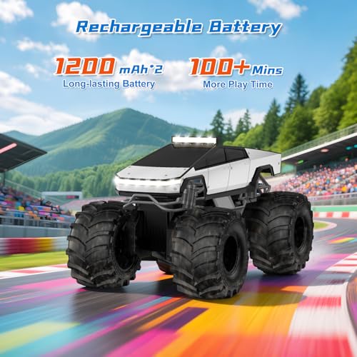 Amphibious Remote Control Car, 1:18 Monster Truck Toys for Boys RC Cars, 2.4 GHz Waterproof RC Trucks, 4WD All Terrain Off-Road Pickup, Kids Christmas Birthday Gifts Present Boys Girls Toys Ages 6+ - color: Silver