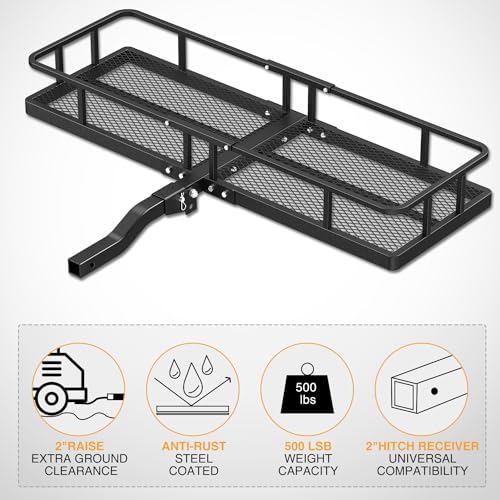 Nilight 60" x 20" x 7.87" Hitch Cargo Carrier | Fits 2-Inch Receiver 500lbs Heavy Duty Capacity Luggage Basket Includes 5/8" Pin Clip, Fold-Up Design for SUV and Pickup Camping Traveling - style: 20"x 60"x 7.87" Hitch Basket