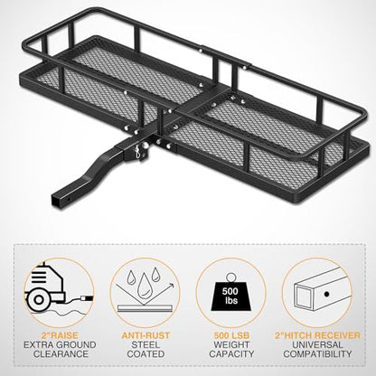 Nilight 60" x 20" x 7.87" Hitch Cargo Carrier | Fits 2-Inch Receiver 500lbs Heavy Duty Capacity Luggage Basket Includes 5/8" Pin Clip, Fold-Up Design for SUV and Pickup Camping Traveling - style: 20"x 60"x 7.87" Hitch Basket