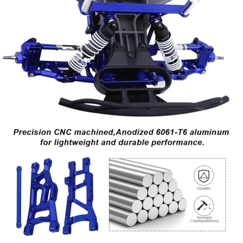 Hobbypark Aluminum Front & Rear Suspension A-Arms Set,Tie Bar for 1/10 Traxxas Slash 2WD RC Car Upgrade Parts Hop Ups, Replacement of 2555 3631 2532 - color: Navy Blue