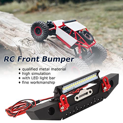 RC Crawler Bumper, Durable Anti-Collision Metal with LED Spotlights 1:10 Scale Rock Crawling Accessory for Off-Road Adventures, Hobbyists, Trail Exploration, and Extreme Terrain Enthusiasts